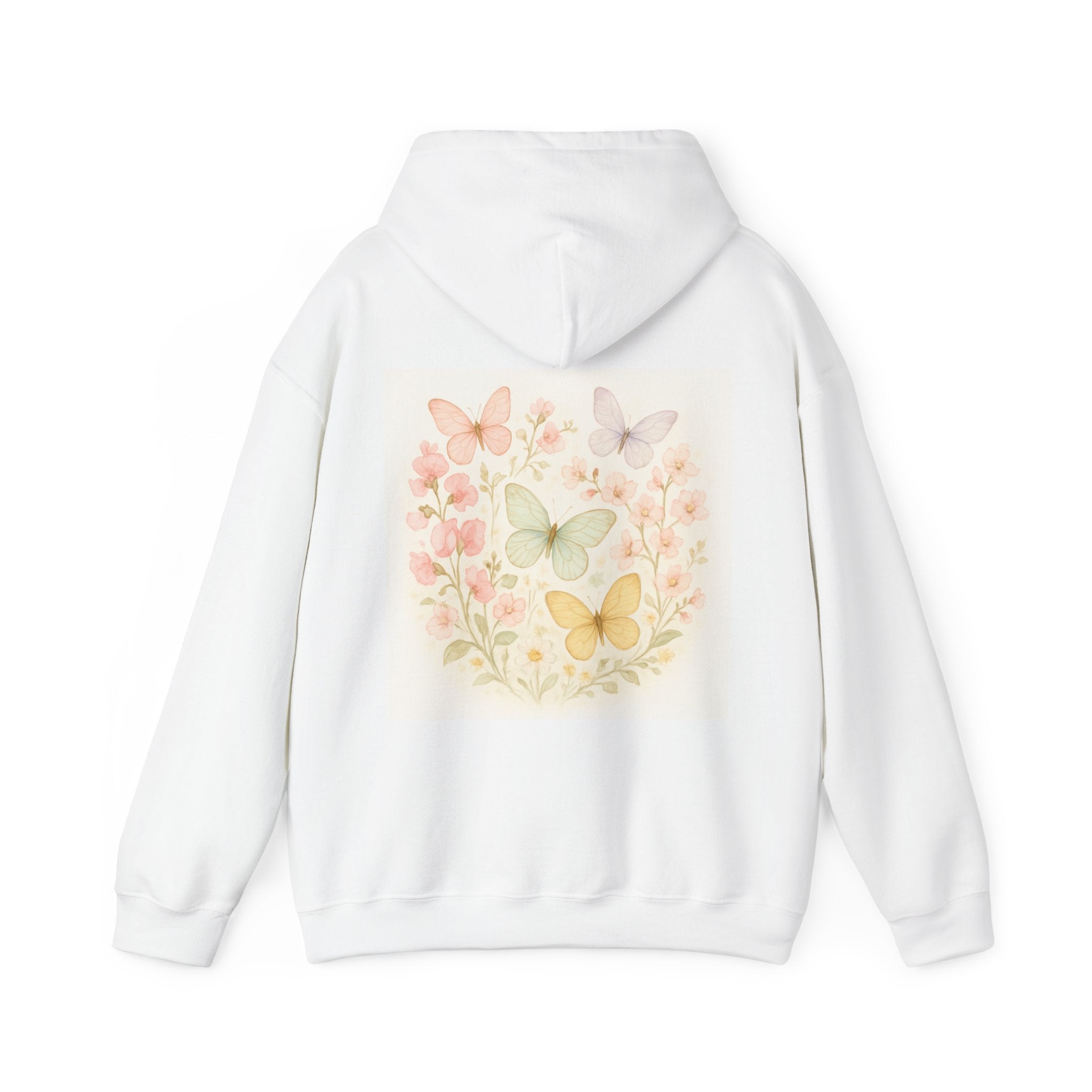Butterfly Floral Hoodie – Cozy Spring Sweatshirt, Gift for Her, Nature Lover Hoodie, Unique Birthday Present, Boho Style Apparel