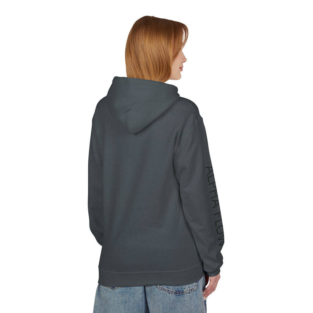 Alpha Flow Unisex Fleece Hoodie - Cozy Style for Everyday Wear, Perfect Gift for Fitness Lovers, Minimalist Design, Warm Layer